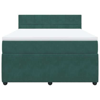 Боксспринг легло с матрак, тъмнозелено, 160x200 см, кадифе