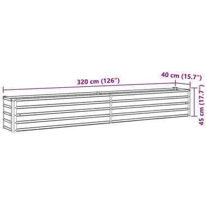 Градинска висока леха поцинкована стомана 320x40x45 см зелена