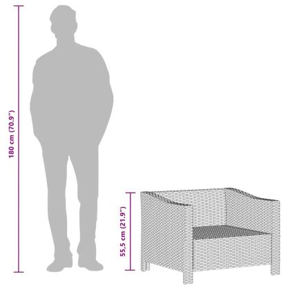 Градински фотьойл с възглавница, сив, полиратан