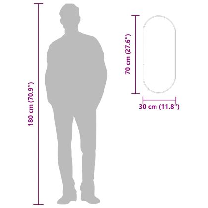 Стенно огледало черно 70x30 см овално