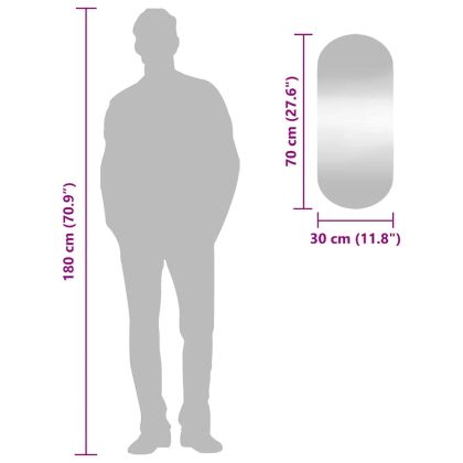 Стенно огледало 30x70 см стъкло овално