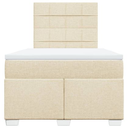 Боксспринг легло с матрак, кремаво, 120x190 см, плат