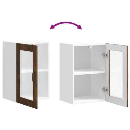 Кухненски стенен шкаф със стъклена врата "Porto" опушен дъб