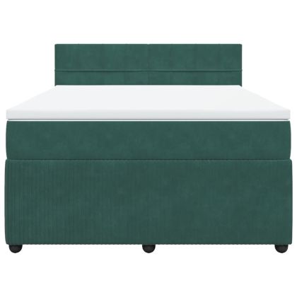 Боксспринг легло с матрак, зелена, 140x190 см, кадифе