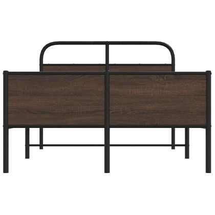 Рамка за легло без матрак 140x200 см кафяв дъб инженерно дърво
