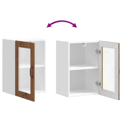 Кухненски стенен шкаф със стъклена врата "Porto" старо дърво