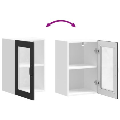 Кухненски стенен шкаф със стъклена врата "Porto" черно