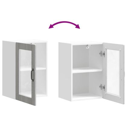 Кухненски стенен шкаф със стъклена врата "Porto" сив сонома