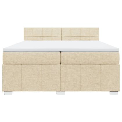 Боксспринг легло с матрак, кремаво, 200x200 см, плат