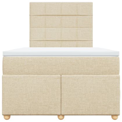 Боксспринг легло с матрак, кремаво, 120x200 см, плат