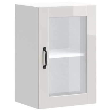 Кухненски стенен шкаф със стъклена врата "Porto" Бял гланц