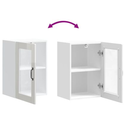 Кухненски стенен шкаф със стъклена врата "Porto" Бял гланц