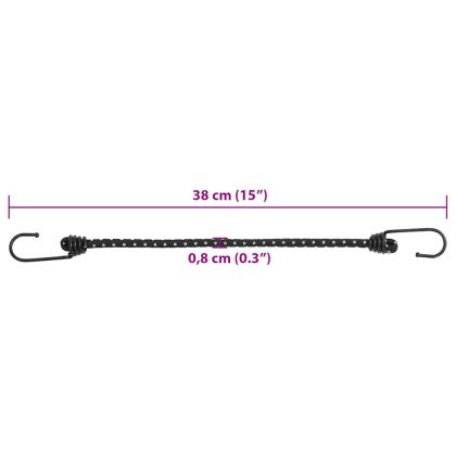 Ластични въжета със светлоотразителни ленти и куки 50 бр 38 см