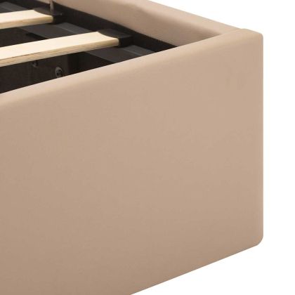 Легло с повдигащ механизъм и LED капучино еко кожа 100x200 cм