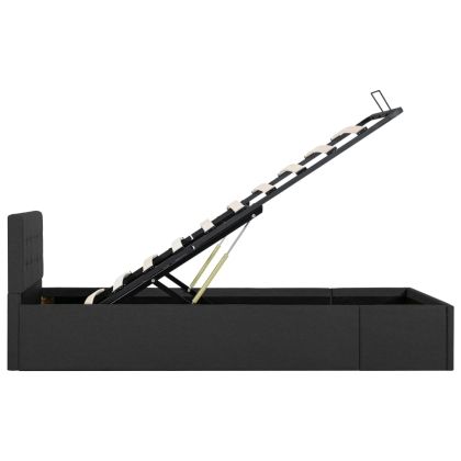 Легло с повдигащ механизъм, тъмносива, текстил, 100x200 см