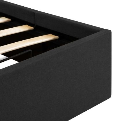 Легло с повдигащ механизъм, тъмносива, текстил, 100x200 см