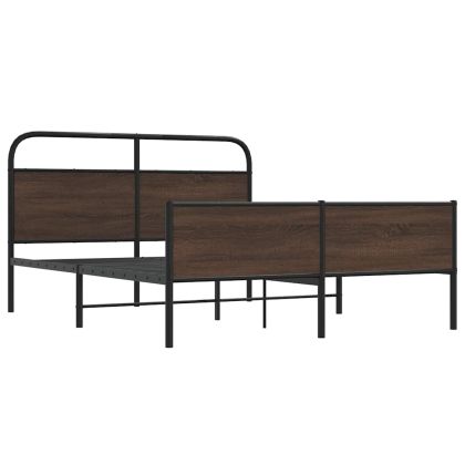 Метална рамка за легло, без матрак, кафяв дъб, 160x200 см