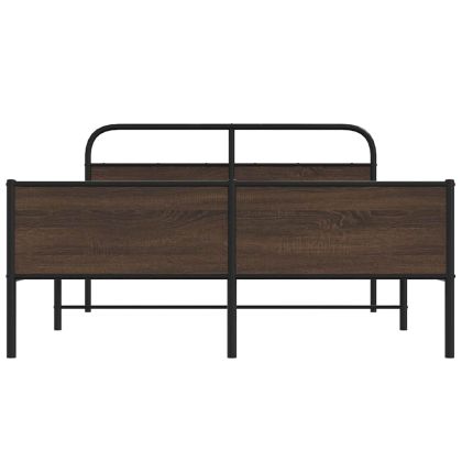 Метална рамка за легло, без матрак, кафяв дъб, 160x200 см