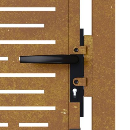 Градинска порта 100x125 см, кортенова стомана, квадратен дизайн