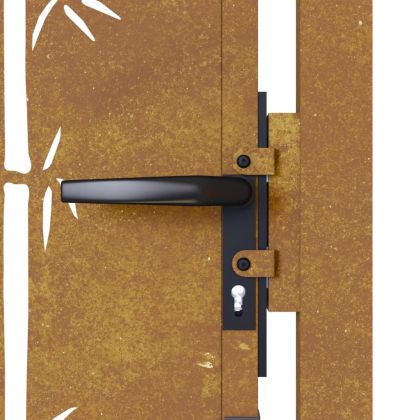 Градинска порта 100x150 см, кортенова стомана, дизайн от бамбук