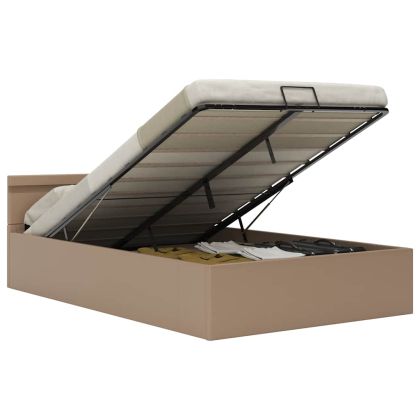 Хидравлично легло с LED капучино изкуствена кожа 120x200 cм