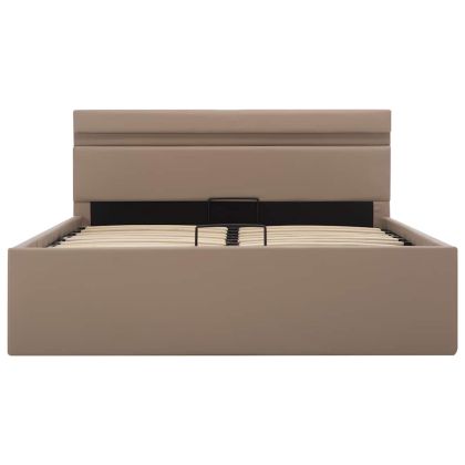 Хидравлично легло с LED капучино изкуствена кожа 120x200 cм