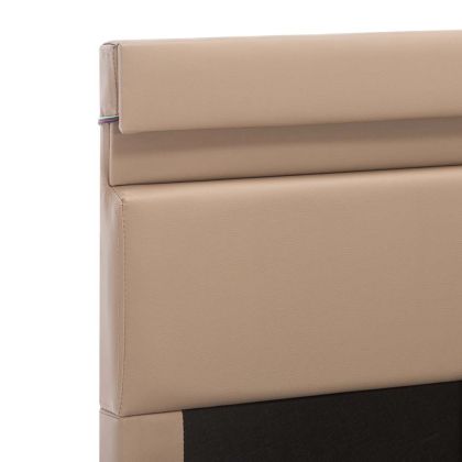 Хидравлично легло с LED капучино изкуствена кожа 90x200 cм