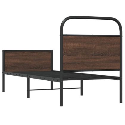 Рамка за легло без матрак 75x190 см кафяв дъб инженерно дърво