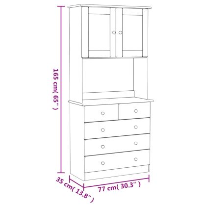 Висок шкаф ALTA, 77x35x165 см, борово дърво масив