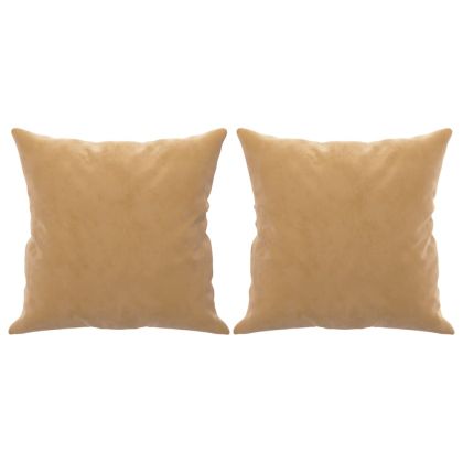 2-местен диван с декоративни възглавници кафяв 140 см кадифе