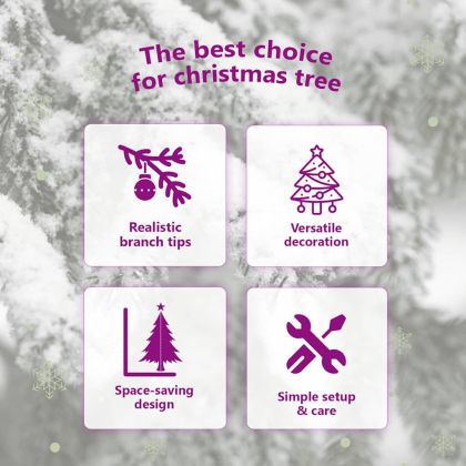 Изкуствена половин коледна елха със стойка, бяла, 150 см, PVC