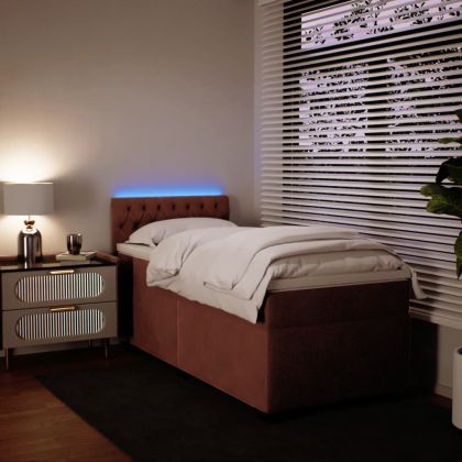 Боксспринг легло с матрак, розово, 100x200 см, кадифе