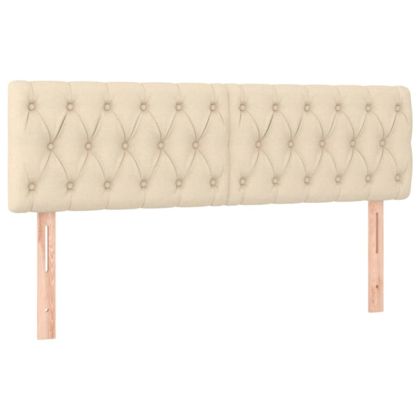 Горни табли за легло, 2 бр, кремава, 80x7x78/88 см, плат