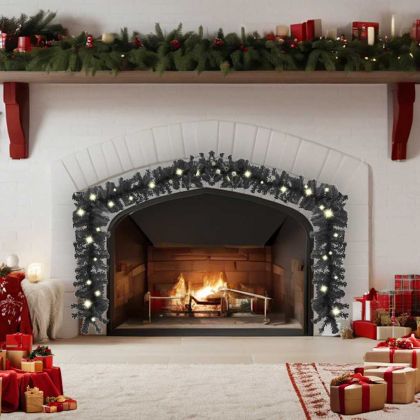 Коледен гирлянд с LED лампички, 20 м, черен