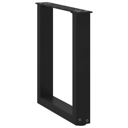 Крака за масичка за кафе, U-образни, 2 бр., черни, 38 x (42-43) см, стомана