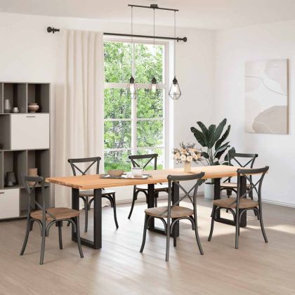 Крака за трапезарна маса, U-образни, 3 бр., черни, 70 x (72-73) см, стомана