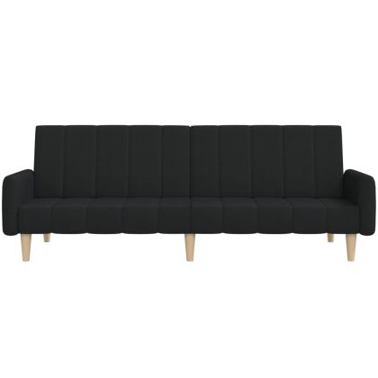 2-местно разтегателно канапе, черно, текстил