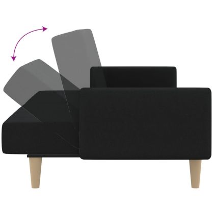 2-местно разтегателно канапе, черно, текстил