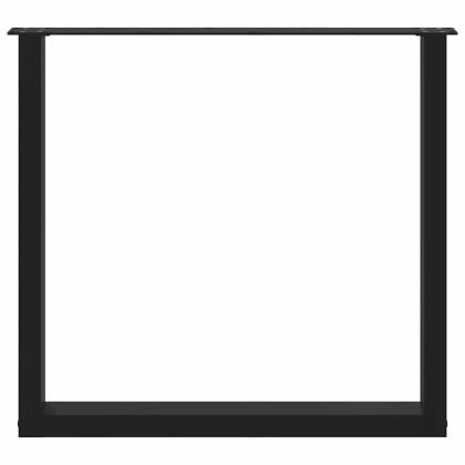 Крака за трапезна маса, U-образни, 2 бр., черни, 80 x (72-73) см, стомана