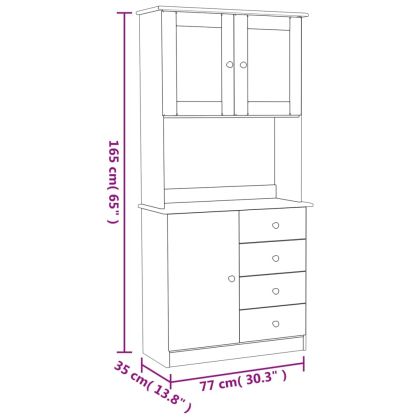Висок шкаф ALTA, бял, 77x35x165 см, борово дърво масив