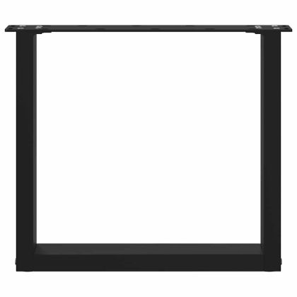 Крака за масичка за кафе, U-образни, 2 бр., черни, 50 x (42-43) см, стомана