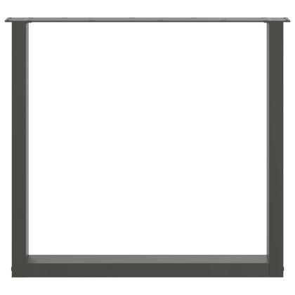 Крака за трапезна маса, U-образни, 2 бр., антрацит, 90x(72-73) см, стомана