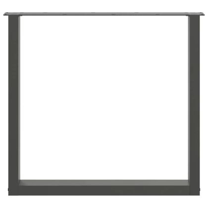 Крака за трапезна маса, U-образни, 3 бр., антрацит, 80x(72-73) см, стомана