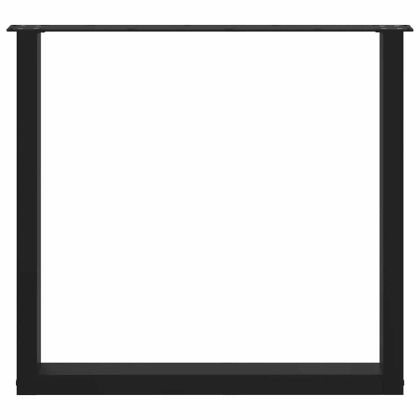 Крака за трапезна маса, U-образни, 3 бр., черни, 80 x (72-73) см, стомана