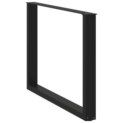 Крака за трапезна маса, U-образни, 2 бр., черни, 100 x (72-73) см, стомана