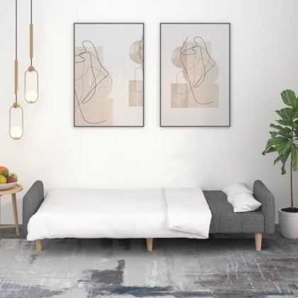 2-местно разтегателно канапе, светлосиво, текстил