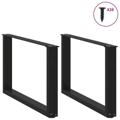 Крака за масичка за кафе, U-образни, 2 бр., черни, 70 x (42-43) см, стомана