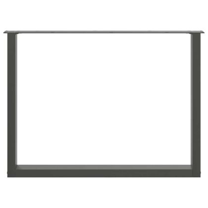 Крака за трапезна маса, U-образни, 2 бр., антрацит, 100x(72-73) см, стомана