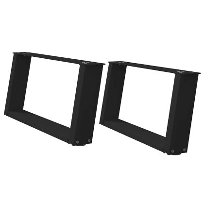 Крака за масичка за кафе, U-образни, 2 бр., черни, 70 x (30-31) см, стомана