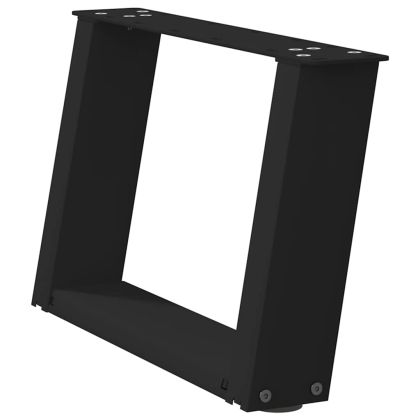 Крака за масичка за кафе, U-образни, 2 бр., черни, 50 x (30-31) см, стомана